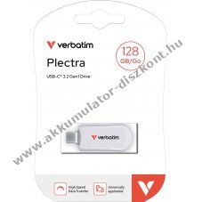 Verbatim Plectra USB 3.2 Gen1 USB-C 128GB 100MB/s olvas�s 25MB/s �r�s feh�r csomag
