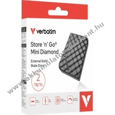 Verbatim SSD 2TB USB3.2 Gen2 A-C Mini Diamond fekete 1000MB/s olvas�s 1000MB/s �r�s csomag