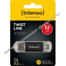 Intenso USB 3.2 Twist Line 32GB USB-A/USB-C antracit 70MB/s csomag