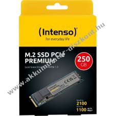 Intenso SSD M.2 2280 250GB PCIe3.0 NVMe 2100MB/s olvas�s 1100MB/s �r�s Premium Retail
