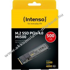 Intenso MI500 M.2 2280 500GB PCIe4.0 NVMe SSD 5300MB/s olvas�s 4500MB/s �r�s Retail