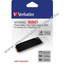 Verbatim SSD Vi7000G 4TB PCIe 4.0 M.2 2280 NVMe 7000MB/s olvas�s 6400MB/s �r�s Retail