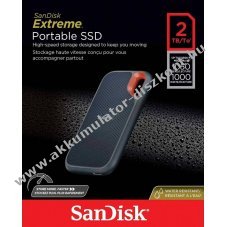 Sandisk Extreme Portable SSD 2TB USB3.2 Type-C 1050MB/s olvas�s 1000MB/s �r�s AES-256
