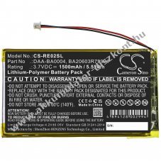Helyettes�t� m�dialej�tsz� Akkumul�tor Nomad Jukebox ZenTouch DAA-BA0004 1500mAh 5.55Wh Li-ion 3.7V