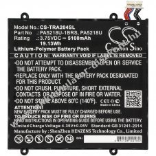 Helyettes�t� t�blag�p Akkumul�tor Toshiba Excite A204 PA5218U-1BRS 5100mAh 19.13Wh 3.75V