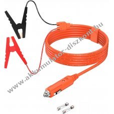 12V/24V aut�s szivargyujt� krokodil r�gz�t�vel, 2m