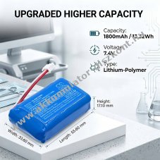 Helyettes�t� orvosi eszk�z Akkumul�tor Hawkmed HK-100 AEC903466 1800mAh 13.32Wh 7.4V