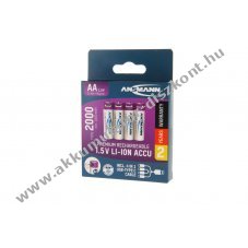 Ansmann Akkumul�tor AA Mignon ceruza 2000mAh 4db/csomag elem Li-Ion