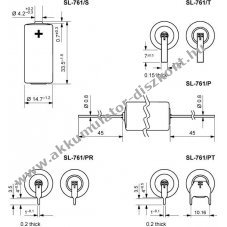 Tadiran/Sonnenschein SL761P 2/3 AA axi�lis csatlakoz� 3,6V 1,5Ah elem l�tium