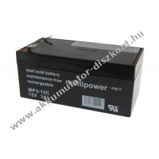 Multipower MP3-12C MPC3-12 12V 3000mAh Akkumul�tor 6,3mm Faston �lom
