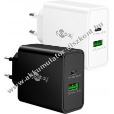 Goobay Multi Fast Charger 65W USB-C PD GaN dupla gyorst�lt� feh�r 1xUSB-C 1xUSB-A