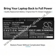 Helyettes�t� laptop Akkumul�tor Fujitsu FMVQH04001 CP854407-02 3350mAh 38.52Wh 11.5V