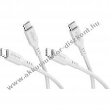 Goobay Silicone Cable USB-C szilikonk�bel 1,5m 60W 3A feh�r 2db/csomag
