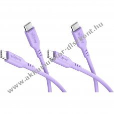Goobay Silicone Cable USB-C szilikonk�bel 1,5m 60W 3A 2db/csomag lila