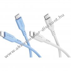 Goobay Silicone Cable Ice Breeze 2db/csomag 2x USB-C 1,5m 60W 3A k�k/feh�r