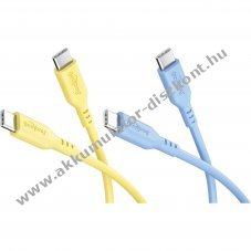 Goobay Silicone Cable Sun & Sky Set 2db USB-C 1,5m 60W 3A s�rga,k�k szilikonk�bel