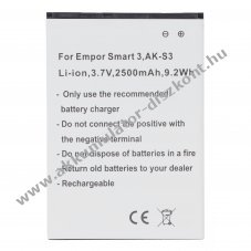 Helyettes�t� Akkumul�tor Emporia Smart 3 AK-S3 3,7V 2500mAh 9,2Wh Li-ion