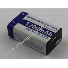 Hengeres 9V-USB Akkumul�tor 7,4V 1200mAh 8,9Wh USB-C t�lt�porttal Li-ion