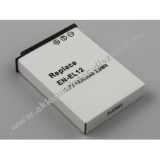 Helyettes�t� Akkumul�tor Nikon EN-EL12 3,7V 1050mAh 3,9Wh Li-ion