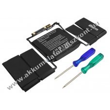 Helyettes�t� Akkumul�tor A1819 Macbook Pro 13 A1706 Retina 2016 11,4V 4314mAh 49,2Wh be�p�tett Li-Polymer