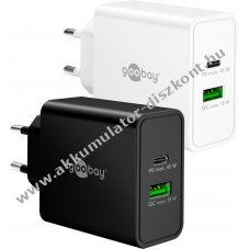 Goobay Multi Fast Charger 45W USB-C PD GaN dupla gyorst�lt� feh�r 1x USB-C 1x USB-A
