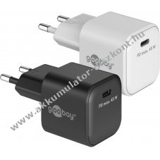 Goobay Single Fast Charger 45W USB-C PD GaN nano feh�r 1x USB-C csatlakoz� gyorst�lt�