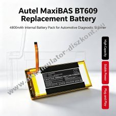 Helyettes�t� diagnosztikai szkenner Akkumul�tor Autel MaxiBAS BT609 PT2011 4800mAh 18.24Wh 3.8V