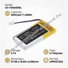 Helyettes�t� zenei eszk�z Akkumul�tor Fender Mustang Micro LiPP537234 400mAh 1.48Wh 3.7V