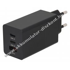 VTPro GaN 65W adapter fekete 2xUSB-C 1xUSB-A PD3.0 QC3.0