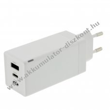 Voltronic VTPro GaN PD65W feh�r adapter 2xUSB-C 1xUSB-A PD3.0 QC3.0
