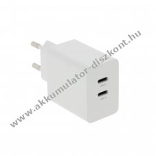 VTPro GaN 35W PD adapter 2xUSB-C feh�r PD3.0 QC3.0