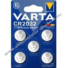 Varta CR2032 gombelem 3V 5db/csomag l�tium