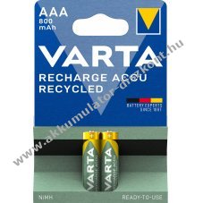 Varta Recycled AAA (mikro) Akkumul�tor 1.2V 800mAh 2db/csomag NiMH