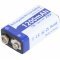 9V 6F22 6LR61 Li-ion Block Akkumultor, 1200mAh + USB-C kbel 1m