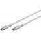 USB-C kábel, szövetborítás, fém csatlakozóval 3m, 60W, fehér - A készlet erejéig! USB-C kábel, szövetborítás, fém csatlakozóval 3m, 60W, fehér - A készlet erejéig!