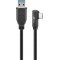 USB-C - USB A 3.0 kbel 90-ban fajltott fejjel, fekete, 1m - A kszlet erejig!