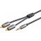 Stereo RCA - Stereo 3.5mm jack kábel 0.5m szövetborításos, szürke Stereo RCA - Stereo 3.5mm jack kábel 0.5m szövetborításos, szürke