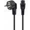 Goobay t�pk�bel 1,8m fekete 3x0,75mm2 Schuko (CEE7/7) 90� der�ksz�g� dug� C5 k�sz�l�kcsatlakoz�