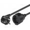 Goobay v�d��rintkez�s hosszabb�t�k�bel 3m fekete 3*1,5mm2 hibrid E/F CEE7/7 90� > F CEE7/3 aljzat