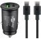 Goobay Dual-USB aut�s gyorst�lt� USB-C 27W 1m k�bel fekete