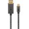 Goobay USB-C DisplayPort k�bel 3m 4K 60 Hz USB 3.1 textilmantel fekete ez�st