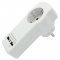 Eurocsatlakoz� aljzat 2 db USB kimenettel, max. 3000 mA USB t�lt�si �rammal, feh�r sz�n�
