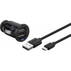 Goobay-Micro-USB-aut�s-adapterk�szlet-12W-2-USB-csatlakoz�-1m-fekete